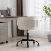 Zen Zone Velvet Leisure office chair; suitable for study and office; can adjust the height; can rotate 360 degrees; with pulley; Off-White