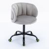 Zen Zone Velvet Leisure office chair; suitable for study and office; can adjust the height; can rotate 360 degrees; with pulley; Grey