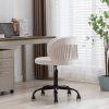 Zen Zone Velvet Leisure office chair; suitable for study and office; can adjust the height; can rotate 360 degrees; with pulley; Off-White