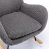 Teddy Fabric Padded Seat Rocking Chair With High Backrest And Armrests