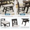 6-Piece Wood Counter Height Dining Table Set with Storage Shelf;  Kitchen Table Set with Bench and 4 Chairs; Rustic Style