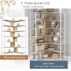 7-Tier Bookcase Home Office Bookshelf, L-Shaped Corner Bookcase with Metal Frame, Industrial Style Shelf with Open Storage, MDF Board