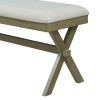 Farmhouse Rustic Wood Kitchen Upholstered Dining Bench