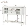 Sideboard Console Table with Bottom Shelf, Farmhouse Wood/Glass Buffet Storage Cabinet Living Room