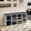 10-Cube Organizer Entryway Padded Shoe Storage Bench