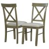 4 Pieces Farmhouse Rustic Wood Kitchen Dining Table Set with Upholstered 2 X-back Chairs and Bench